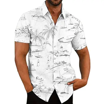 2023 ใหม่คนฮาวายเอี่ยนเสื้อขาดแขนเสื้อสำหรับผู้ชาย 3 มิติมะพร้าวต้นไม้การพิมพ์เสื้อนอย่างสบายๆปรับขนาดทานน้ำชาเสื้อคนเสื้อผ้า