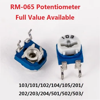 20pcs RM065 Trimpot Trimmer Potentiometer Adjustable Resistor RM-065-103/101/102/104/105/201/202/203/204/501/502/503/5041K 10 เคเลย