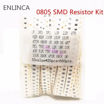 660pcs 080506031206 SMD Resistor ล่องลวดลาย assortedstencils คิท 1ohm-1M ohm 1%33valuesX20pcs ตัวอย่างคิท