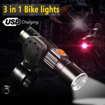 8000 ลูเมนจักรยานจักรยานแสงสว่างด้านหลังแสงสว่างบั 3 in1 พอร์ต USB Name นำ Waterproof สุดยอดแสงสว่างขยาย Headlight MTB จักรยานแสงสว่าง