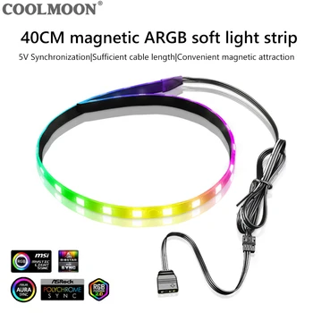 Coolmoon CM-LS4040CM 5V ARGB นำแสงไฟถอดเสื้อผ้า SATA 3PIN พิวเตอร์คอมพิวเตอร์ไฟแถบ RGB ถอดเสื้อผ้าสำหรับ Motherboard กับ Controller