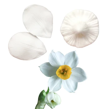 Daffodils ดอกไม้ Petal Veiner ซิลิโคนเชื้อราเค้กแต่งห้องเครื่องมือ Fondant ช็อคโกแลต Moulds,Sugarcraft M250607