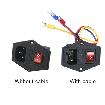 IEC320 C14 ไฟฟ้าแน่นจากซ็อกเกต 3 ปักหมุดสีแดงนำ 220V เสียสติไปแล้วใช่เปลี่ยน 15A ฟิหญิงผู้ชาย inlet ปลั๊กออกแก้ไขลวดลายจุดเชื่อมต่อ stencils 2 เข็มซ็อกเกตได้ทำการเมานท์