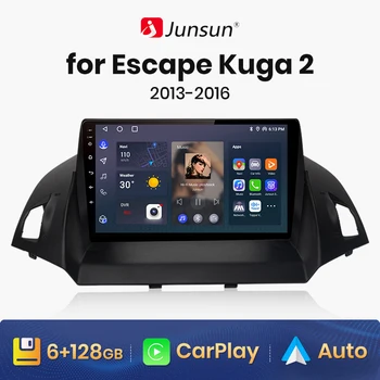 Junsun V1 AI เสียงเครือข่ายไร้สาย CarPlay Android วิทยุโดยอัตโนมัติสำหรับฟอร์ด Kuga หนี 2013-20164G รถสื่อประสมจีพีเอส 2din autoradio