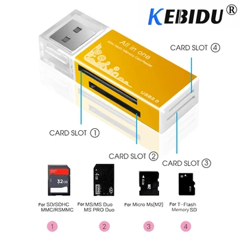Kebidu ทั้งหมดอยู่ใน 1 ความทรงจำตัวอ่านการ์ดพอร์ต USB 2.0 บนหลาย SD/SDHC MMC/RS MMC TF/MicroSD คุณ/คุณมืออาชีพ/คุณคู่หูนักเอ็ม 2 ตัวอ่านการ์ด Wholesale TF