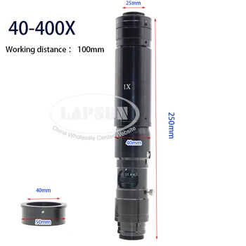 Lapsun 074540X-400X-800X-1250X คู่ขนานแสงสว่างอุตสาหกรรมกล้องจุลทรรศน์ของกล้องคู่มือขยาย C-ทำการเมานท์ของเลนส์ 0.3 X รุ่น 0.7 แล้ว X 1.6 เอ็กซ์บาร์โลว์ก a button on a remote control