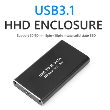 MSATA ต้องพอร์ต USB 3.0 SSD กรณีฮาร์ดดิสก์ในไดรฟ์ SSD Enclosure อะแดปเตอร์ลูมินั่ม Alloy องเว็บเบราว์เซอร์ภายนอกกล่องมินิ Sata จะ USB3.1 ประเภท-C SSD คดี