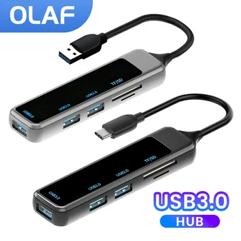 Olaf พิมพ์ C ฮับพอร์ต USB ฮับ 3.06-ท่าเรืองตัวแบ่พอร์ต USB ฮับอะแดปเตอร์ Expansion ท่าเรือ OTG อะแดปเตอร์สำหรับพิวเตอร์ Mackbook คอมพิวเตอร์เครื่องประดับ