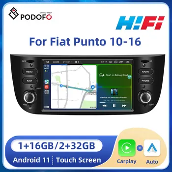 Podofo 2din 16G Android11 รถวิทยุสำหรับเฟียต Punto 10-16/Linea 12-15 สนับสนุน Carplay Autoradio เสียงสเตริโอ(stereo)จีพีเอส HiFi โปรแกรมเล่นดนตรี name