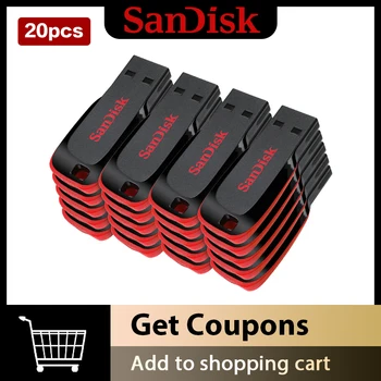 SanDisk CZ5020 ชิ้นส่วน 128GB 64GB พอร์ต USB 2.0 บน Pendrive 16GB พอร์ต USB แฟลชไดรฟ์ขับไปปากกา 32GB U มินิดิสก์แฟลชไดร์ฟ 100%หรอกดั้งเดิม