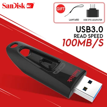 SanDisk พอร์ต USB แฟลชไดร์ฟ 256GB 128GB 64GB 32GB 16GB พอร์ต USB 3.0100MB/เอมินิปากกาขับรถอยู่ U นดิสก์พอร์ต USB กุญแจสำหรับแฟลชไดร์ฟคอมพิวเตอร์