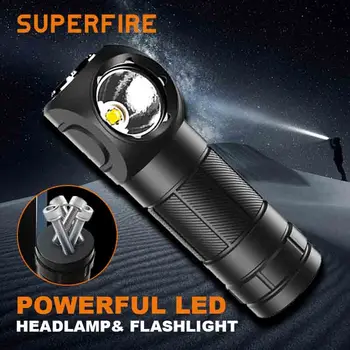 SUPERFIRE TH04 สูงพลังนำ Headlight Name พอร์ต USB แม่เหล็กหางค่ายคนงานแสงสว่าง Waterproof 18650 ทำงานแสงสว่างหัวตะเกียง