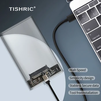 TISHRIC ความโปร่งแสงลวดลาย stencils คดีสำหรับฮาร์ดไดรฟ์กล่อง 2.5 ลวดลาย stencils Enclosure SATA ต้องพอร์ต USB 3.0 ประเภท-C 3.1 เคลื่อนเว็บเบราว์เซอร์ภายนอกกรณีฮาร์ดไดรฟ์