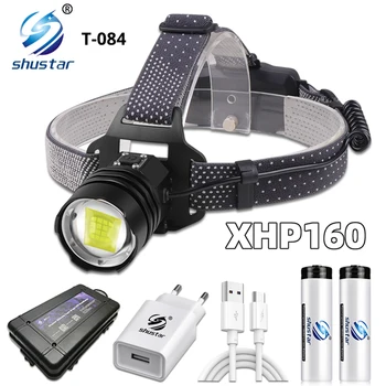 XHP160 ทรงพลังนำ Headlamp ตกปลา Headlight Name ต่างกันมา Zoomable 3 แสงสว่างโหมดสำหรับ Expeditions ตามล่าเป็นต้น