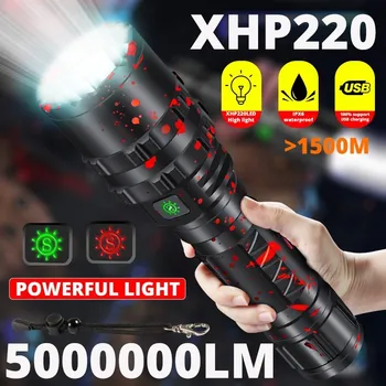 ZK4050000000LM สูงพลังงาน XHP220 มีอำนาจนำไฟฉายทางยุทธวิธีทางทหารคบเพลิงพอร์ต USB ตั้งแคมป์กัน Lanterna Waterproof การป้องกันตัวเอง