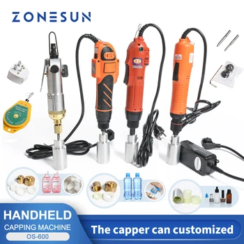 ZONESUN แบบเคลื่อนย้ายได้ HandHeld ไฟฟ้าของ Capping เครื่องอัตโนมัติกับล้องวงแหวนพลาสติกขวด Capper Capping เครื่องมือ