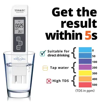 ดิจิตอลคุณภาพน้ำ Tester TDS ecmany ways มิเตอร์ช่วง 0-9990 Multifunctional น้ำอุณหภูมิของความบริสุทธิ์มิเตอร์ชั่วคราวได้ PPMNAME Tester