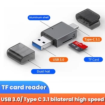 ตัวอ่านการ์ดพอร์ต USB 3.0&ประเภท C ต้อง SD โคร SD TF ตัวอ่านการ์ดสำหรับพิวเตอร์แล็ปท็อปเครื่องประดับฉลาดความทรงจำ Cardreader SD การ์ดอ่าน