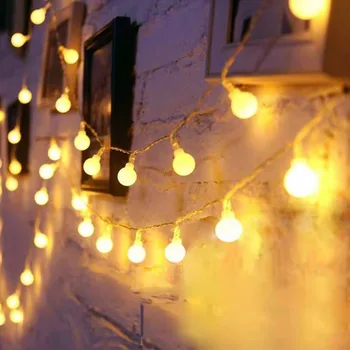 นำข้อความแสงไฟบรอลูกบอลคริสต์มาสเทแสงวันหยุดของ Festoon การ์แลนด์ตะเกียงงานแต่งงานปาร์ตี้กลับบ้านแสงสว่างตกแต่งหน้าต่าง