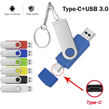 พอร์ต USB แฟลชไดร์ฟ 2 ใน 1 พอร์ต USB 3.0&ประเภท C OTG ปากกาขับรถ 64GB 128GB 256GB 512GB ความเร็วสูงพอร์ต usb อยู่ Pendrives สูงคุณภาพนายเทียบนดิสก์