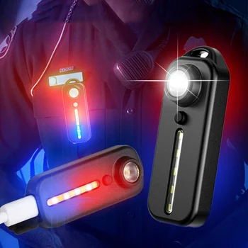 มินิบางไฟฉายอุปกรณ์ทางเทคนิคตำรวจไหล่งแสงพอร์ต USB ประเภท-C Name จักรยาน Taillight องหมวกกันน็อกตะเกียงที่เก็บกุญแจแสงสว่าง