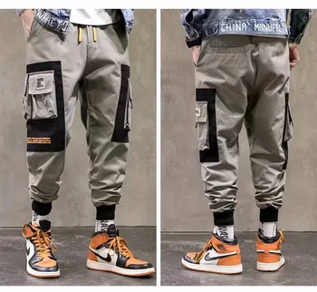ริบบิ้น Harem Joggers พสินค้ากางเกง Streetwear 2022 สะโพกขึ้นปกติกับระเป๋าของแทร็กกางเกงในชาย Harajuku กางเกงแฟชั่น