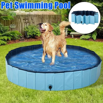 หมาของสระว่ายน้ำ Foldable หมาของระว่ายน้ำด้วยสัตว์เลี้ยงอาบน้ำว่ายน้ำอ่างอาบน้ำอ่างอาบน้ำเลี้ยงสระน้ำตรงนั้นคุณทำไปลึก Collapsible อาบน้ำสระว่ายน้ำสำหรับหมาแมวเด็ก