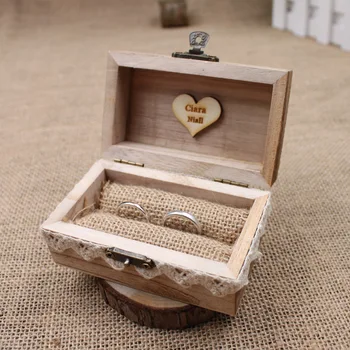 เรียบง่ายจัแหวนแต่งงานกล่องโฮล์เดอร์กำหนดเองแหวนวงกล่อง Personalized งานแต่งงาน/Valentines งานหมั้นไม้แหวนนำกล่อง