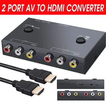 2 พอร์ต AV จะ HDMI Converter,RCA จะ HDMI,คู่ AV จะ HDMI Converter AV เปลี่ยน RCA จะ HDMI อะแดปเตอร์อัตโนมัติรถส่วนและเครื่องประดับ