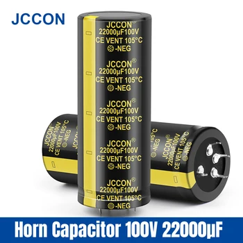 2Pcs JCCON 22000uF 100V Capacitor 100V 22000uF Electrolytic Capacitor 40x100mm สำหรับเครื่องขยายเสียงงั้นไข้ HIFI เสียงตัวกรอง Capacitor