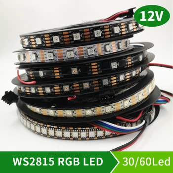 5m/ม้ WS2815 DC12V(WS2812B/WS2813)RGB ให้หน่วยเป็นพิกเซลถอดเสื้อผ้าแสงแยก Addressable นำแบบดูอัล-สัญญาณ 30/60/144 หน่วยเป็นพิกเซล/นำ/เอ็ม
