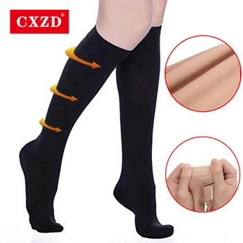 CXZD ผู้หญิง Varicose เส้นเลือขาโล่งอกเจ็บปวดเข่าถุงเท้าขาโล่งอกเจ็บปวดวามเจ็บปวดเข่าสูงช่วงต้นขาด้านสูงสีทึบ