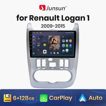 Junsun V1 AI เสียงเครือข่ายไร้สาย CarPlay Android วิทยุโดยอัตโนมัติสำหรับเรโนลต์โลแกน 1 Sandero 2009-2015 ถแดเซีฝุ่นผงพวก 4G รถสื่อประสมจีพีเอส