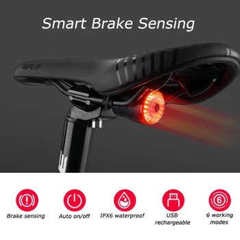 LEADBIKE เบรคนฉลาดรู้สึกจักรยานด้านหลังไฟ Cycling แสงสว่าง Waterproof พอร์ต USB ตั้งข้อหาจักรยานไฟนำ Taillight Mtb Accesorios