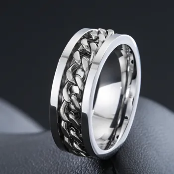 Modyle เงินสี Stainless เหล็ก Rotatable ชายแหวนแต่งงานคุณภาพสูง Spinner โซ่ Rotable แหวนสำหรับผู้หญิงคนเครื่องเพชร