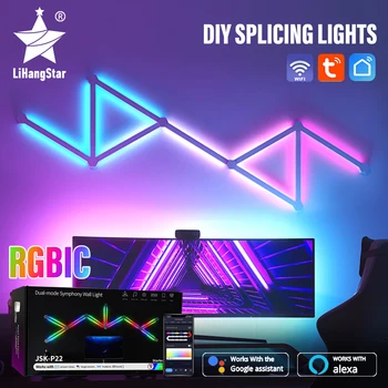 RGBIC ฉลาดนำคืนแสงสว่าง DIY ยอากาศออกจากกำแพงแสงสว่างโปรแกรควบคุมสำหรับห้องนอนทีวี Backlighting เกมห้องตกแต่งหน้าต่างแสงสว่าง