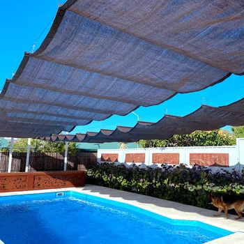 Thicken ต่อต้าน UV HDPE ผ้า Pergola Retractable โบกมืออาทิตย์เชดอข่ายนอก Terrace เบียงไห Canopy ระว่ายน้ำด้วยอาทิตย์หน้าปก