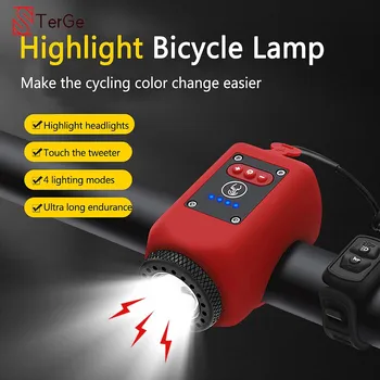 จักรยาน COB อหน้าไฟกับเสียงดังฮอร์นพอร์ต USB Name จักรยานเสือภูเขาเบลไฟฟ้าคืน Cycling ไฟฉาย MTB เครื่องประดับ