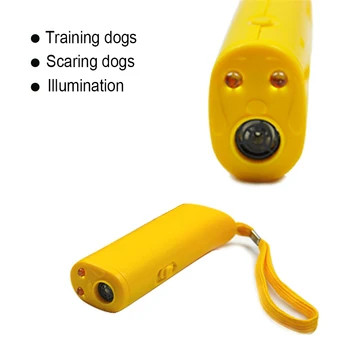 ตรวจอุลตราซาวด์หมาฝึก Repeller ควบคุมอุปกรณ์เทรนเนอร์ 3 ใน 1 ต่อต้านเห่าหยุดเห่า Deterrents สัตว์เลี้ยงหมาฝึกอุปกรณ์แสงสว่าง