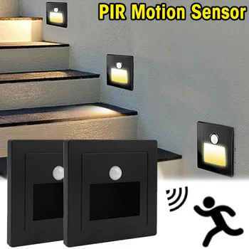 นำตะเกียงคืนตัวตรวจจับฉลาดกำแพงแสงสว่าง Recessed ควบคุม+PIR การเคลื่อนไหว Footlight สำหรับตรงบันไดขั้นบันไดห้องนอนของ 180-240V