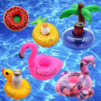 มินิน้ำ Coasters ตัวเองลอยเคว้งคว้า inflatable ถ้วยโฮล์เดอร์สระว่ายน้ำว่ายน้ำดื่มขอให้ของเล่น inflatable วสระว่ายน้ำ Coasters สวอน Flamingo