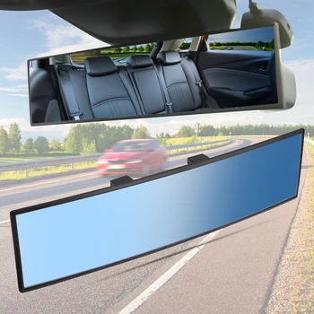 รูปแบบสากลด้านหลังมุมมองกระจก 30cm Panoramic Convex Rearview กระจกสำหรับรถเอารถเอสยูวีมาซ่อมรถบรรทุกต่อต้าน-สะท้อคลิปหนีบกว้างมุมมองรตกแต่งภายในกระจก