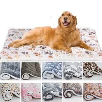 ใหญ่หมาของบนเตียงนุ่มผ้าห่มผ้าสักหลาดนอนหลับอดยาหมาของเตียงใหญ่ๆ Thickened สัตว์เลี้ยงอ่อนโยนไอ้ชุดขนสัตว์ผันด้านฟูกที่นอนผ้าห่มบ้านอบอุ่นพรมอบอุ่น